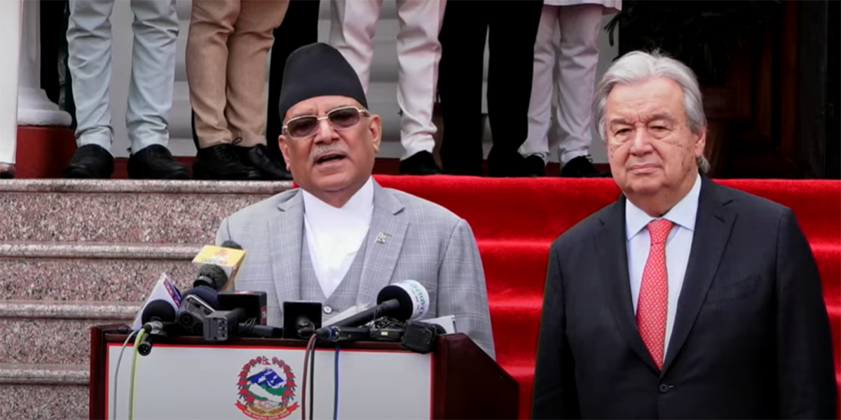 प्रधानमन्त्रीसँग भेटेपछि राष्ट्रसंघका महासचिवले गरे इजरायलमा बेपत्ता विपीन जोशीको सुरक्षित फिर्तीको कामना