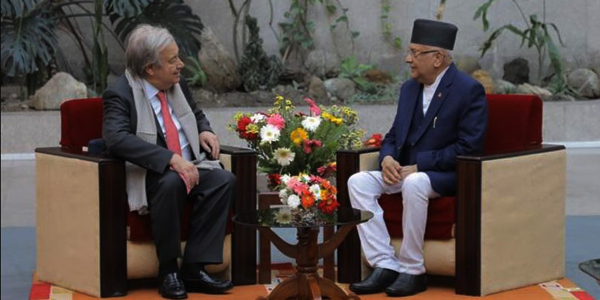 ओलीले राष्ट्रसंघका महासचिवलाई भने : प्रधानमन्त्रीकै कारण शान्ति प्रक्रिया टुंगोमा पुर्‍याउन सकिएन