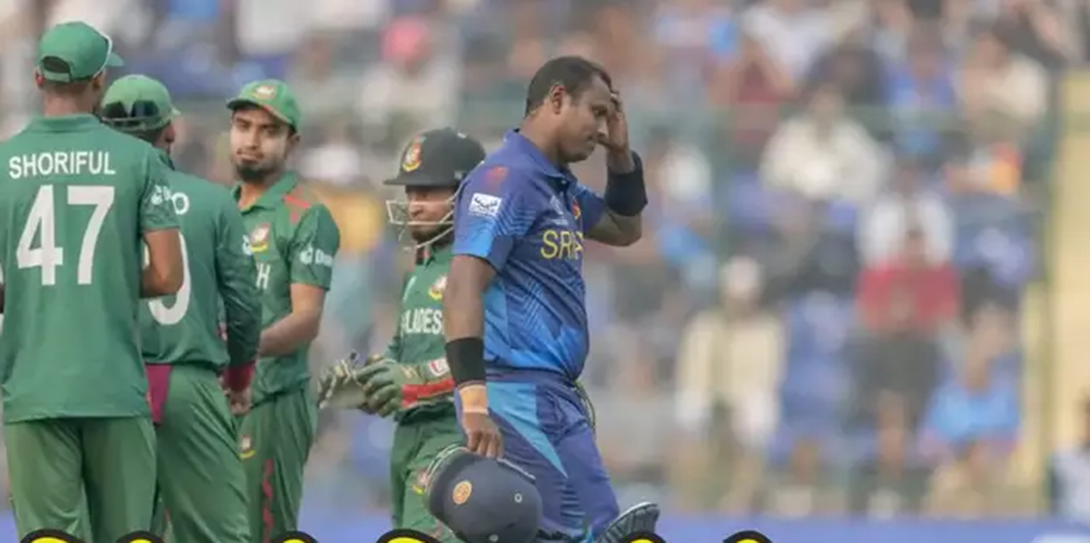 क्रिकेट विश्वकप : श्रीलंकाका म्याथ्युज नाटकीय रूपमा आउट, बंगलादेशको चर्को आलोचना