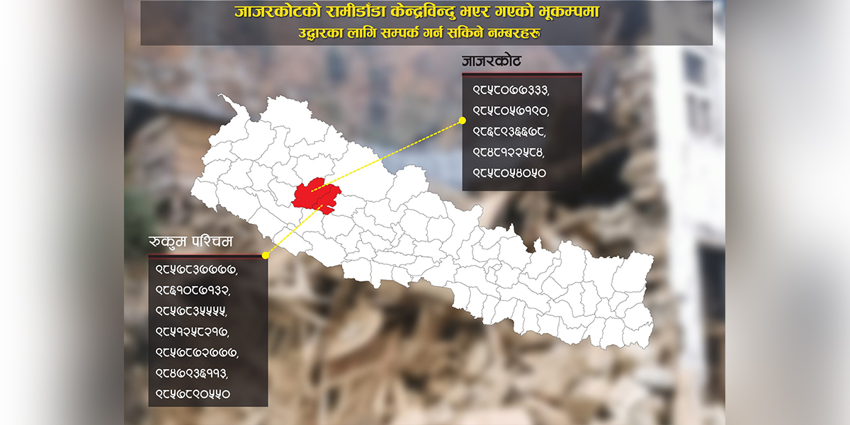 जाजरकोट भूकम्प : यी हुन् उद्धारका लागि सम्पर्क गर्न सकिने मोबाइल नम्बरहरू