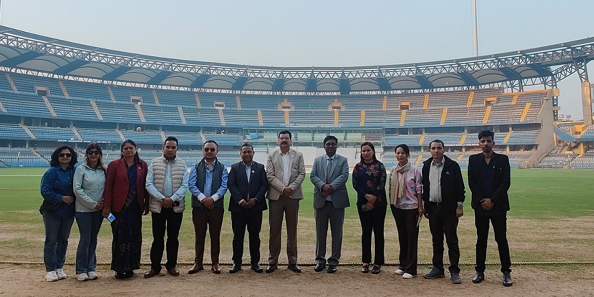 नेपाली प्रतिनिधिमण्डलको टोलीले गर्‍यो वाङ्खडे क्रिकेट रंगशालाको भ्रमण