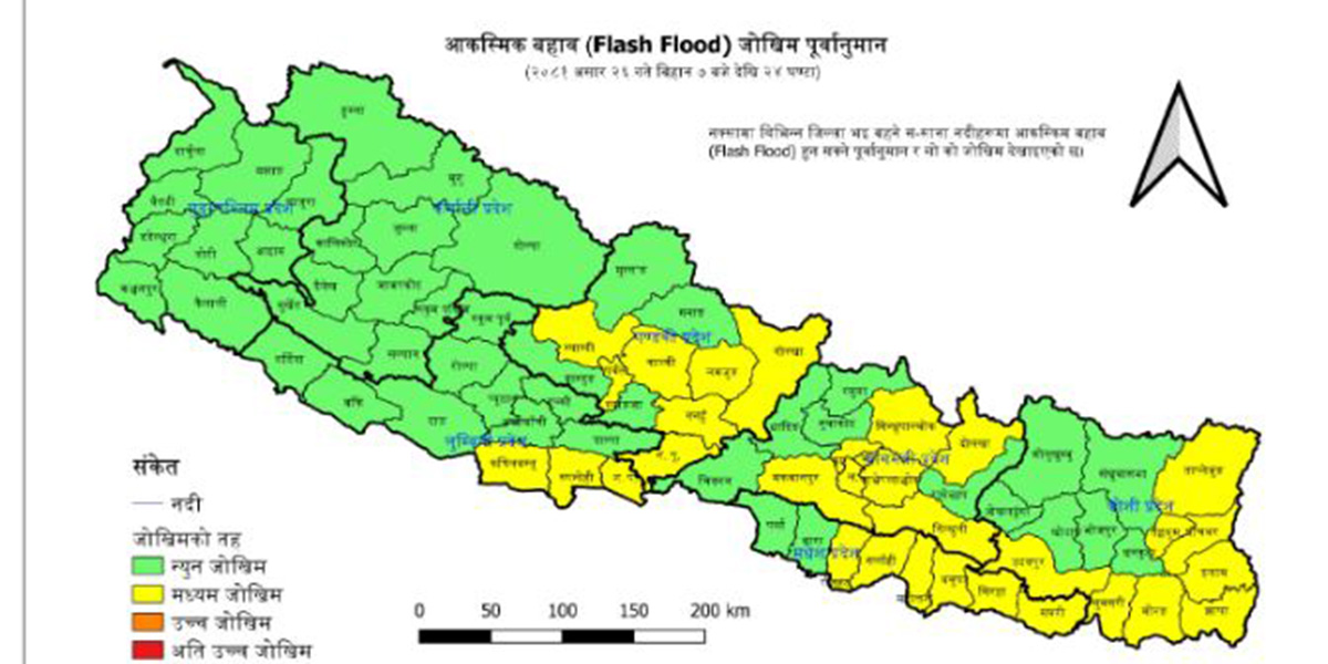 यी जिल्ला बाढीको उच्च जोखिममा