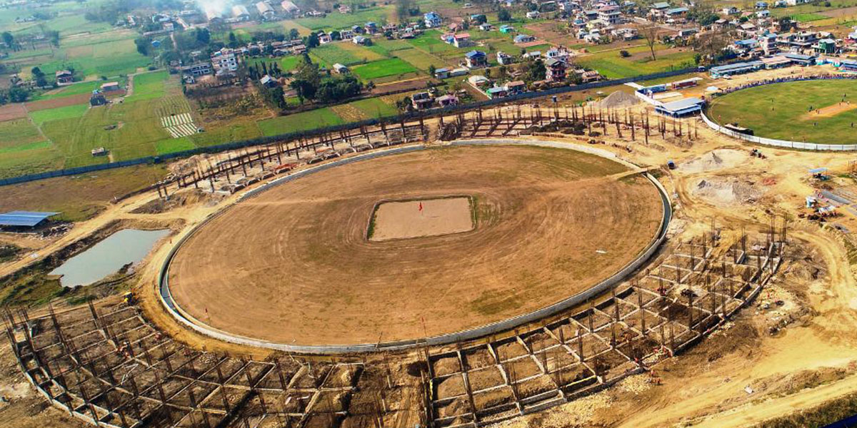 गौतमबुद्ध क्रिकेट रंगशाला निर्माणको काम धमाधम