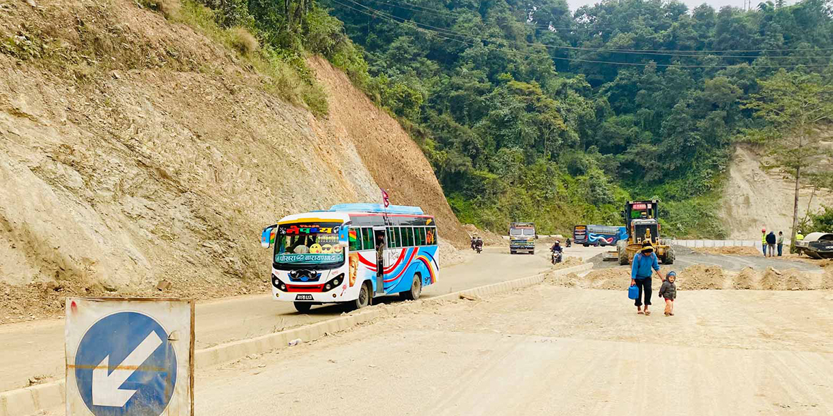 पोखरा-मुग्लिन सडक निर्माण कछुवा गतिमा