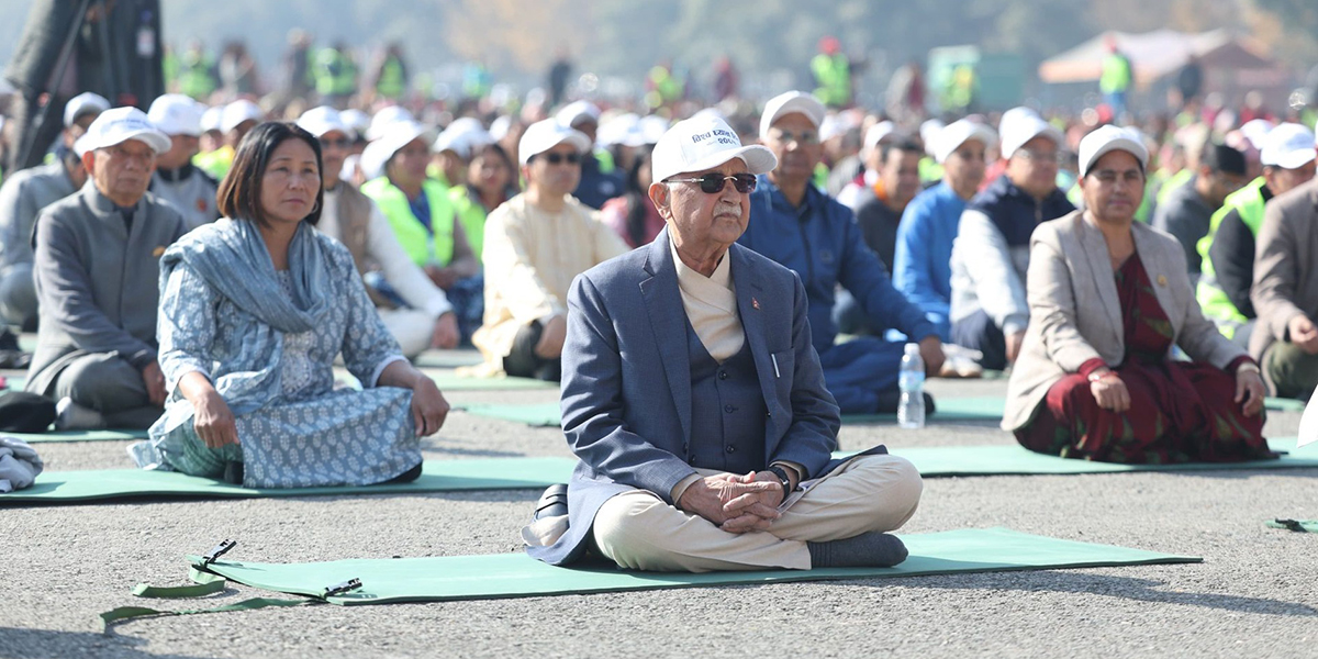 विश्वशान्तिका लागि योग र ध्यानलाई जीवन पद्धतिका रूपमा अपनाउनुपर्छ : प्रधानमन्त्री