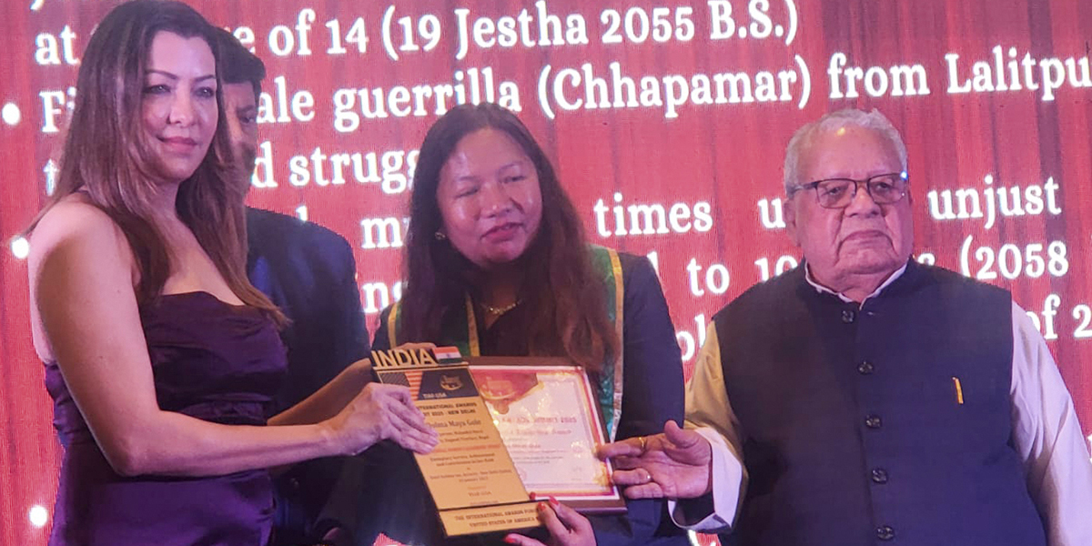 महांकाल गाउँपालिका उपाध्यक्ष गोलेलाई अन्तर्राष्ट्रिय महिला नेतृत्व सम्मान