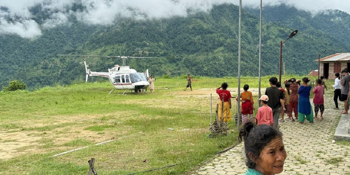 काभ्रेको महाभारतमा हेलिकोप्टरमार्फत गर्भवतीको उद्धार