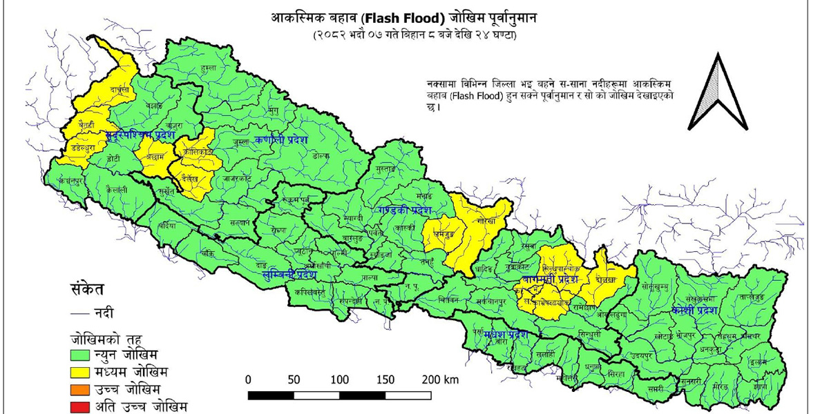 यी जिल्लामा आज बाढीको सम्भावना