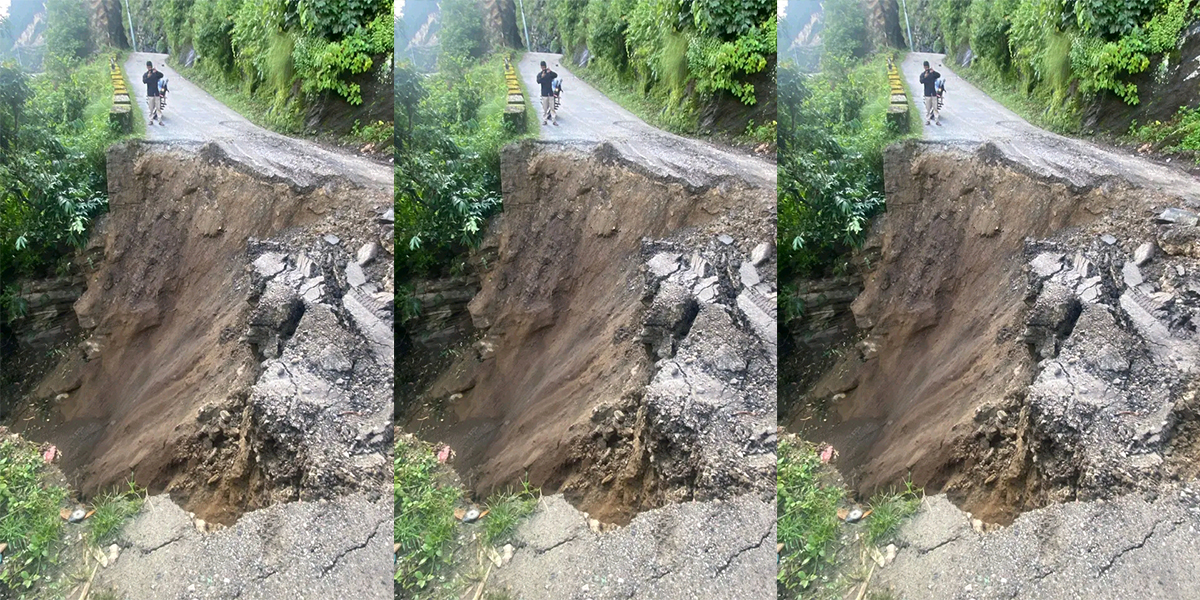 कालिकोटको कालेखोलामा सडक भासियो, वैकल्पिक बाटो प्रयोग गर्न अनुरोध