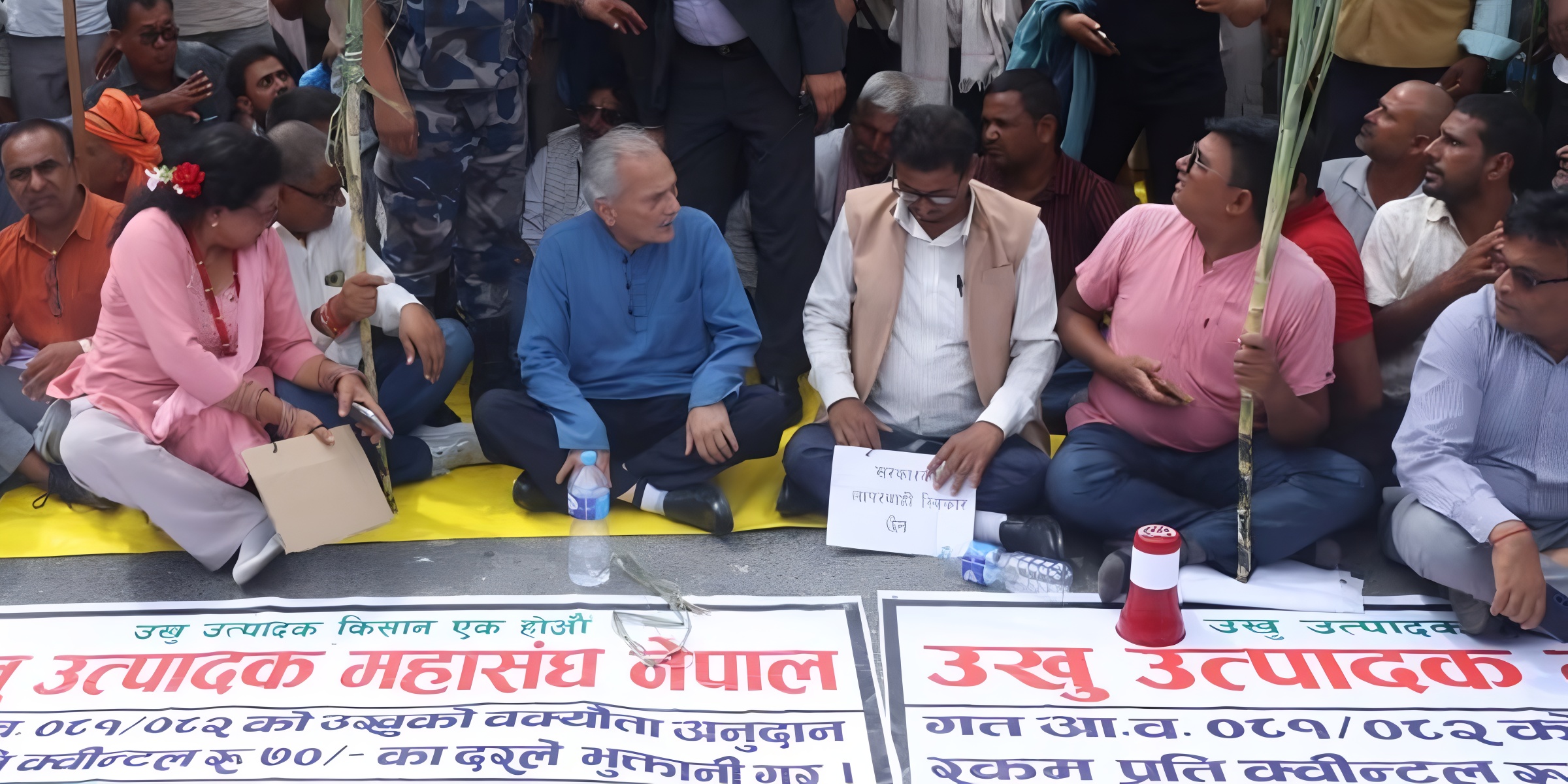 उखु किसानसँगै धर्नामा बसे बाबुराम भट्टराई