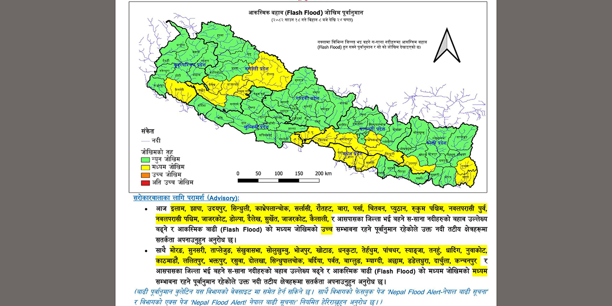 अविरल वर्षापछिको बाढी : यी नदीले निम्त्याउने छन् आज जोखिम