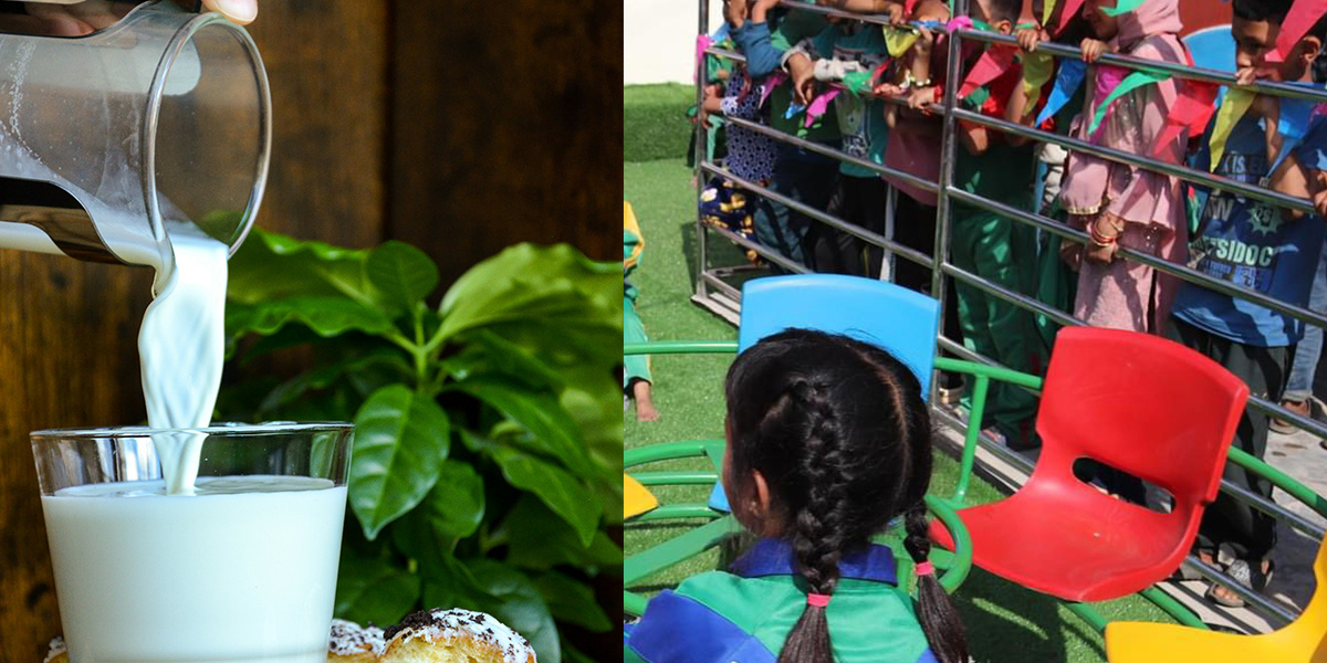 बालविकास केन्द्रका बालबालिकालाई दैनिक एक गिलास दूध