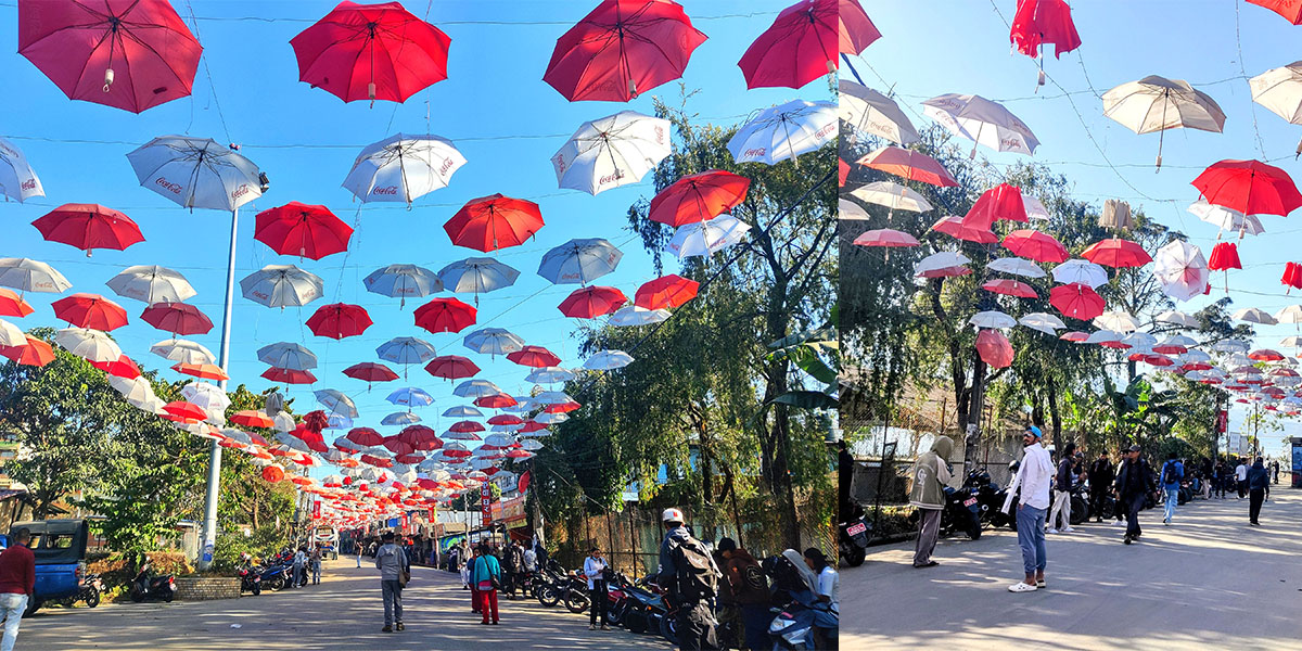 छाताले सजियो पोखराको हल्लन चोक