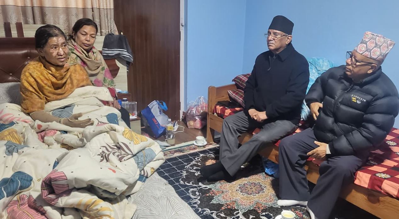 प्रचण्ड र नेपाल डल्लुमा, झलनाथ पत्नी चित्रकारको अवस्था बुझ्दै