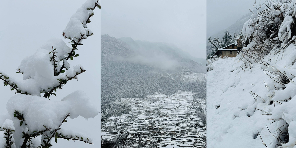 रुकुम पूर्वमा पर्‍यो हिउँ [तस्बिरहरू]