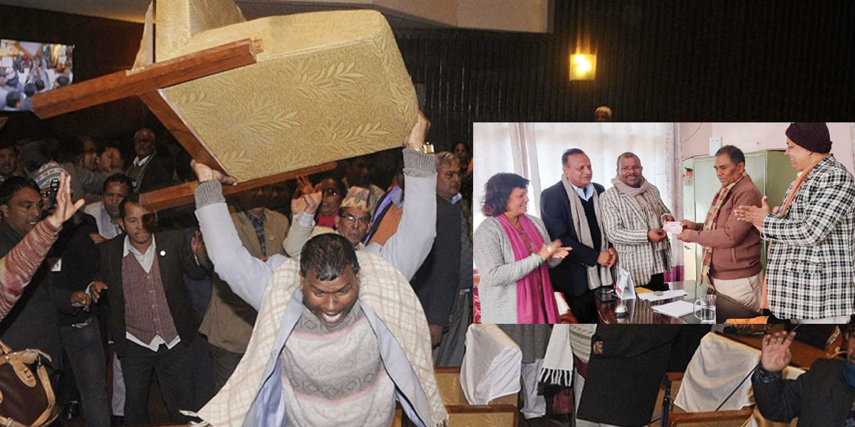 संविधानसभा बैठकमा कुर्सी फ्याँक्ने उमेशलाई उपेन्द्रले गरे पार्टीमा स्वागत