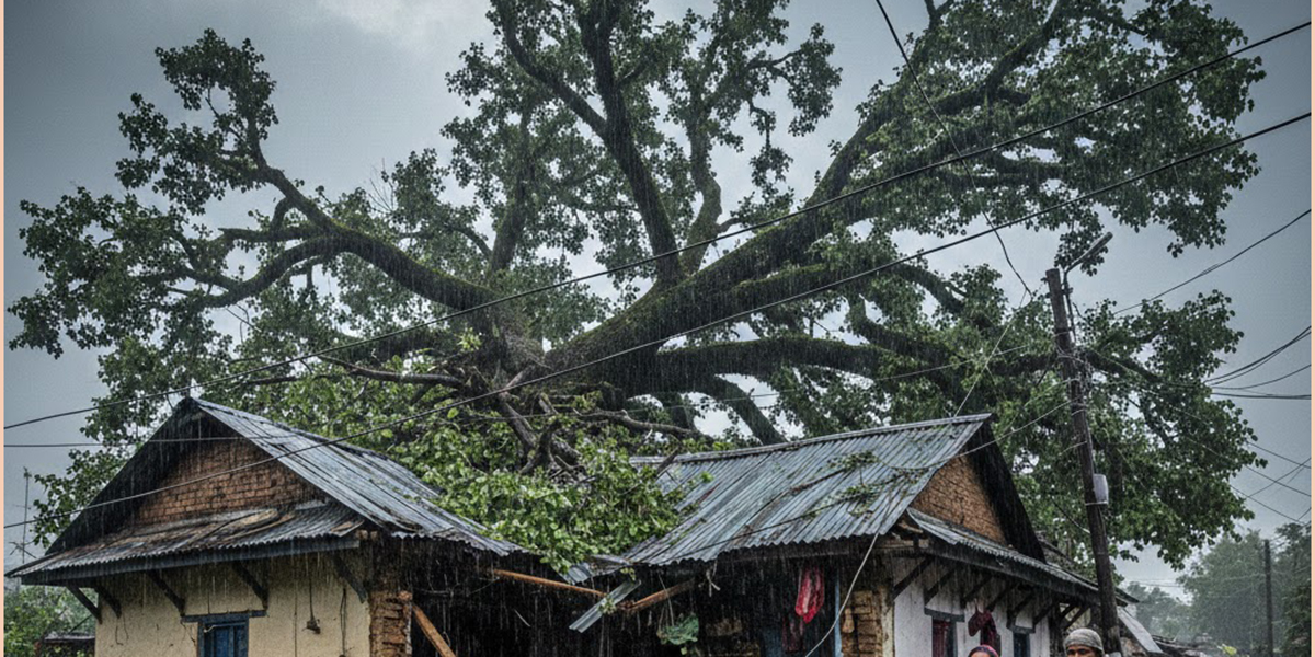 छेउमै रहेको रूख घरमाथि नै ढल्यो, घर ढल्दा च्यापिएर ज्यान गयो