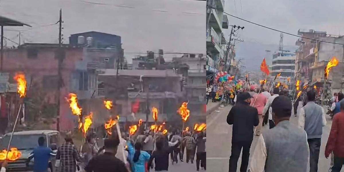 सुर्खेत एमालेको राँके जुलुसमा प्रहरीले गरे लाठी चार्ज