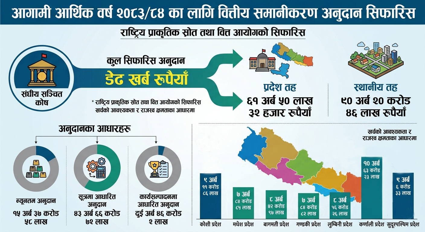 वित्तीय समानीकरण अनुदान सिफारिस : प्रदेश र स्थानीय तहलाई कति?