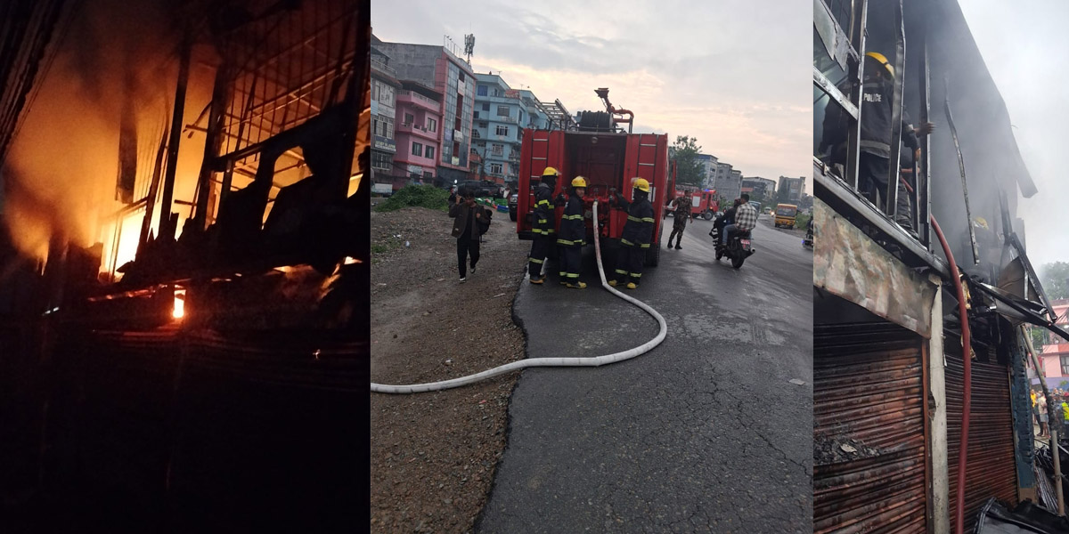 बसुन्धारामा कपडा गार्मेन्टमा आगलागी, सेनासहितको टोलीले गर्‍यो नियन्त्रण
