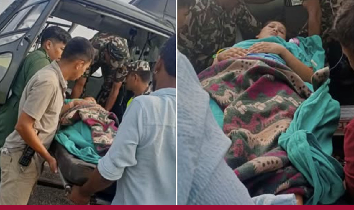 जटिल प्रसूति समस्यामा परेकी महिलाको नेपाली सेनाद्वारा हवाई उद्धार