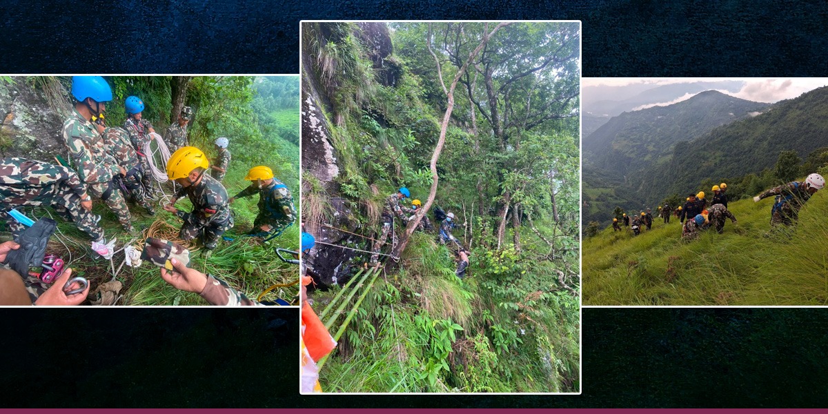 धनकुटाको गौथली भिरमा मृत फेला परेका स्थानीयको शव सेनाद्वारा उद्धार
