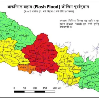 ११ जिल्ला ‘अति उच्च जोखिम’मा, आकस्मिक बाढीको सम्भावना
