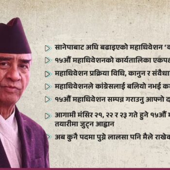 देउवाको अपिल : सानेपाबाट हुने महाधिवेशन अमान्य, मंसिरमै १५औँ महाधिवेशन हुन्छ