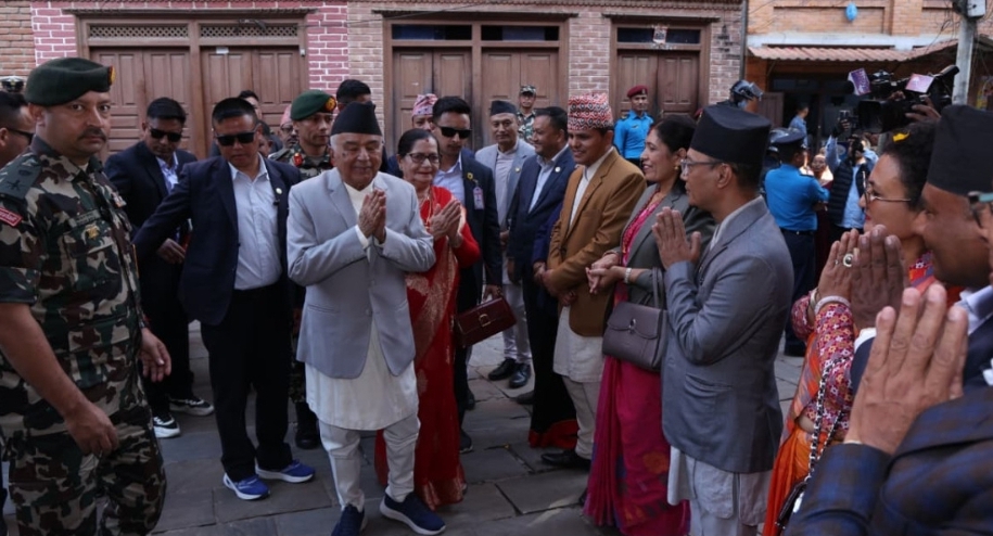 राष्ट्रपति पौडेलद्वारा नवदुर्गाको पूजाअर्चना